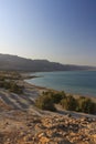 Beautiful view on the rocky Dead sea coast and beach Royalty Free Stock Photo