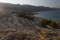Beautiful view on the rocky Dead sea coast and beach Royalty Free Stock Photo