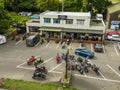 Beautiful view of the Route 1066 Cafe in Robertsbridge, East Sussex full of riders and tourists