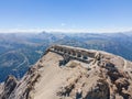 Beautiful view of ruined artillery batteries with people in Mont Chaberton peak