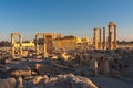 Beautiful view of the ruins in the desert of Syria, Palmyra at sunset. Palmyra before the war December 1, 2010. Royalty Free Stock Photo