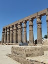 Beautiful view of the ruins of the Sun court of Amenhotep III in the Luxio temple complex