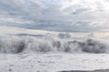 Beautiful view of rumbling big waves hitting the shore Royalty Free Stock Photo