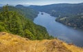 Beautiful view of the Saanich inlet and gulf islands from the Malahat summit at summer day in Vancouver Island BC Canada