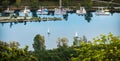 Beautiful view of the sailboats on Danube. Vienna, Austria. Royalty Free Stock Photo