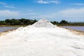 Beautiful view of the salt pyramid at Trapani in Sicily, Italy under the blue sky