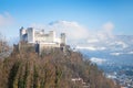 Beautiful view on Salzburg skyline with Festung Hohensalzburg in the winter Royalty Free Stock Photo