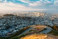 Beautiful view of the San Francisco skyline from Twin Peaks, California, USA Royalty Free Stock Photo