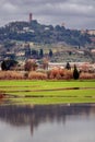 Beautiful view of San Miniato, Pisa, Tuscany, Italy, with the flooded plain below Royalty Free Stock Photo