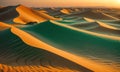 A beautiful view of sand dunes with the sun setting in the background. Royalty Free Stock Photo