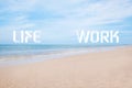 Beautiful view of sandy beach on day. Concept of balance between work and life Royalty Free Stock Photo