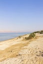 Beautiful view on the sandy Dead sea beach Royalty Free Stock Photo