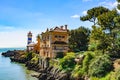 beautiful view of Santa Marta Lighthouse and Museum in Cascais, Portugal Royalty Free Stock Photo