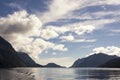 Beautiful view on the scenic landscape of the Doubtful Sound, Fiordland, New Zealand. Royalty Free Stock Photo