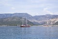 Beautiful view of the sea bay and pleasure yachts on a sunny summer day Royalty Free Stock Photo