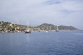 Beautiful view of the sea bay and pleasure yachts on a sunny summer day Royalty Free Stock Photo