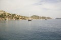 Beautiful view of the sea bay and pleasure yachts on a sunny summer day Royalty Free Stock Photo