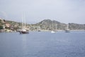 Beautiful view of the sea bay and pleasure yachts on a sunny summer day Royalty Free Stock Photo