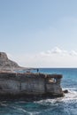 Beautiful sea caves with cape Greco on background in national park Royalty Free Stock Photo