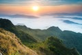 View of sea of fog in the morning at Phu Chi Dao in Chiang Rai, Thailand. Royalty Free Stock Photo