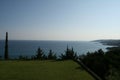 Beautiful view of the sea from the garden next to the greek villa, Kefalonia, Greece Royalty Free Stock Photo