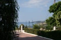 Beautiful view of the sea from the garden next to the greek villa, Kefalonia, Greece Royalty Free Stock Photo