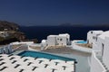 Beautiful view of the sea in a hotel on the island of Santorini Royalty Free Stock Photo