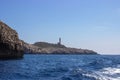 Beautiful view of the sea and a lighthouse on Capri Island, Naples, Italy Royalty Free Stock Photo