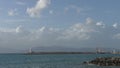 Beautiful view of the sea, the lighthouse and the ship