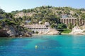 Beautiful view of the sea with mountain rocks with trees and beautiful villas houses in Provence, Marseille. Royalty Free Stock Photo