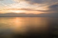 Beautiful view of the sea and sunset. Aerial view from flying drone of a beautiful nature landscape with dramatic clouds sunset sk Royalty Free Stock Photo