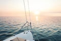 Beautiful view of sea sunset yacht Royalty Free Stock Photo