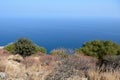 Beautiful view of the sea from the top of La Rocca mountain near the town of Cefalu. Italy Royalty Free Stock Photo