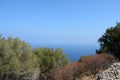 Beautiful view of the sea from the top of La Rocca mountain near the town of Cefalu. Italy Royalty Free Stock Photo