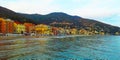 Beautiful view of the sea and the town of Alassio with colorful buildings, Liguria, Italian Riviera, Cote d`Azur, Italy