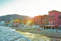 Beautiful view of the sea and the town of Alassio with colorful buildings, Liguria, Italian Riviera, region San Remo, Italy Royalty Free Stock Photo