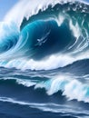 beautiful view of the sea , tsunami waves , AI Generated Royalty Free Stock Photo