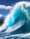 beautiful view of the sea , tsunami waves , AI Generated Royalty Free Stock Photo