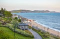 The beautiful view from the Seafront gardens to the Lyme Bay. Lyme Regis. West Dorset. England Royalty Free Stock Photo