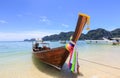 Beautiful view,seascape,boat on mountain background,South Thailand Sea in Krabi province,Andaman,Thailand Royalty Free Stock Photo