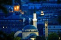 Beautiful view of Selimiye Mosque with illuminated lights at night in Turkey Royalty Free Stock Photo