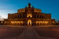 Beautiful view of Semper Opera House and Monument to King John in Dresden, Saxony, Germany Royalty Free Stock Photo