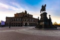 Beautiful view of Semper Opera House and Monument to King John in Dresden, Saxony, Germany Royalty Free Stock Photo