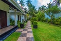 Tropical villas and garden Royalty Free Stock Photo