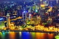 Beautiful view of Shanghai - Bund or Waitan waterfront at nigh Royalty Free Stock Photo