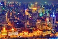 Beautiful view of Shanghai - Bund or Waitan waterfront at nigh Royalty Free Stock Photo