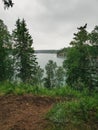 Beautiful view on the Shining Stone Hiking Trail during the summer at the Blue Lakes, Duck Mountain Provincial Park, Manitoba, Can Royalty Free Stock Photo