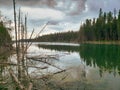 Beautiful view on the Shining Stone Hiking Trail during the summer at the Blue Lakes, Duck Mountain Provincial Park, Manitoba, Royalty Free Stock Photo