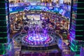 Beautiful view of the shopping center. The restaurant is located behind a colourful fountain. The photo is called - stop the Momen