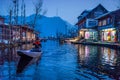 Beautiful view of the shopping market of Dal Lake in the evening time, Srinagar, Kashmir, India Royalty Free Stock Photo